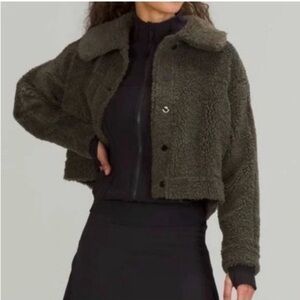 Lululemon Cropped Teddy Jacket Olive Green